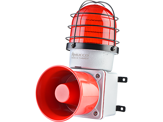 SNT-E12522-D-1 85-260V AC/DC 7 SESLİ IŞIKLI DÖKÜM KORNA KIRMIZI
