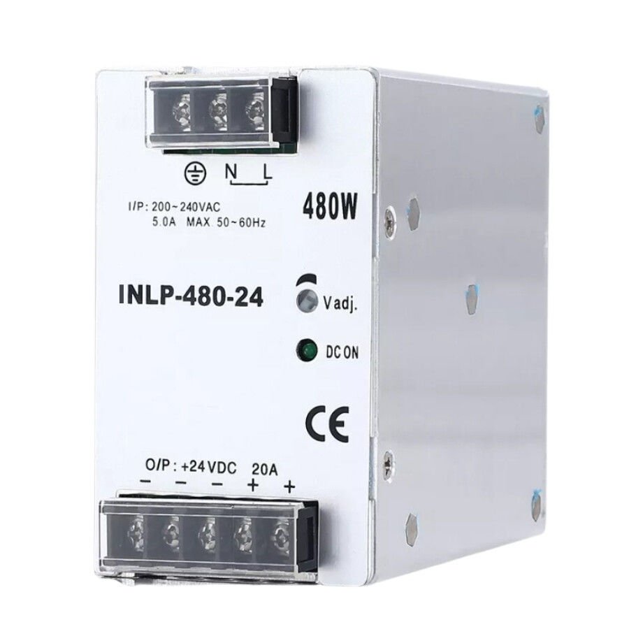 INLP-480-24 - 480W 24VDC 20A Raya Montajlı Güç Kaynağı