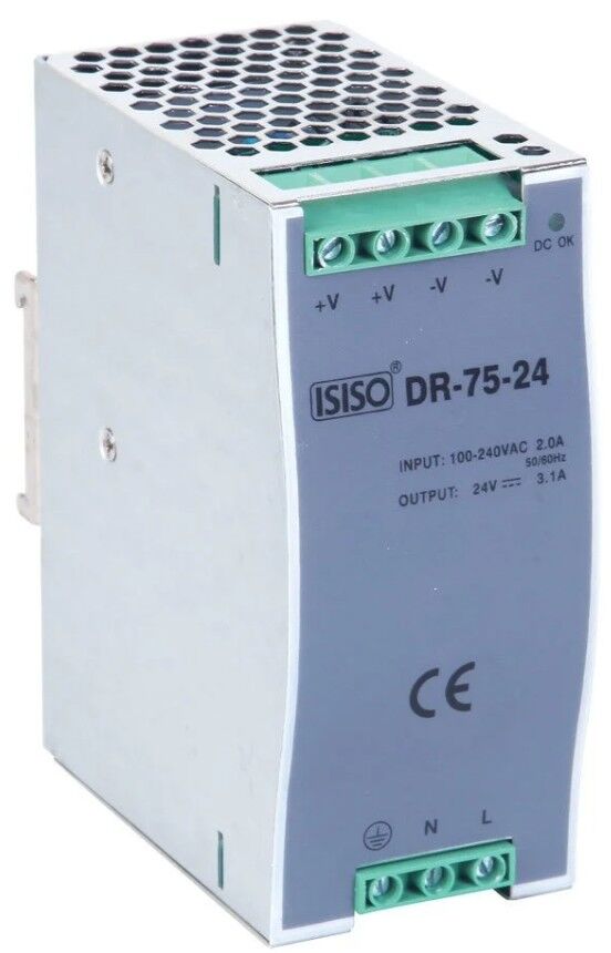 Isıso INDR-75-24 75W 220VAC 24VDC 3.2A Raya Montajlı Güç Kaynağı