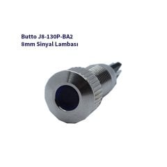 J8-130P-BA2 8 mm LED IŞIKLI YASSI KAFALI SİNYAL LAMBASI MAVİ