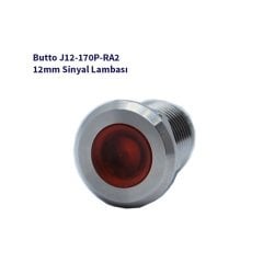 J12-170P-RA2 12 mm LED IŞIKLI YASSI KAFALI SİNYAL LAMBASI KIRMIZI