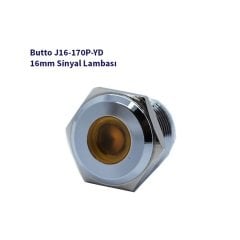 J16-170P-YD 16 mm LED IŞIKLI YASSI KAFALI SİNYAL LAMBASI SARI