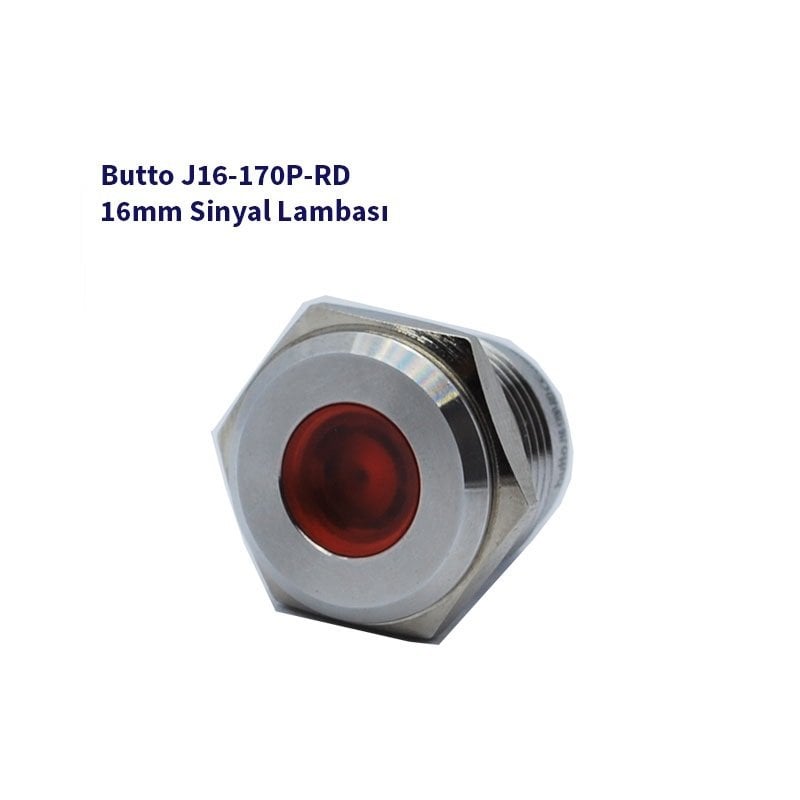 J16-150P-RD 16 mm LED IŞIKLI BOMBELİ KAFALI SİNYAL LAMBASI KIRMIZI