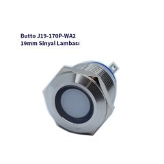 J19-170P-WA2 19 mm LED IŞIKLI YASSI KAFALI SİNYAL LAMBASI BEYAZ