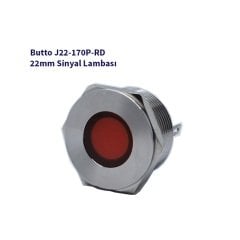 J22-170P-RD 22 mm LED IŞIKLI YASSI KAFALI SİNYAL LAMBASI KIRMIZI