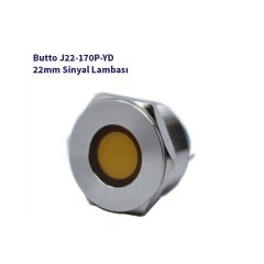J22-170P-YD 22 mm LED IŞIKLI YASSI KAFALI SİNYAL LAMBASI SARI