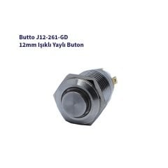 J12-261-GD 12 mm LED IŞIKLI ÇIKIK KAFA YAYLI BUTON YEŞİL
