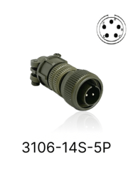 3106-14S-5P 3106 Serisi 5 Pinli 6 Amper Askeri Tip Konnektör -Erkek