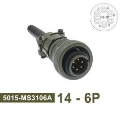 3106-14-6P 3106 Serisi 6 Pinli 6 Amper Askeri Tip Konnektör -Erkek