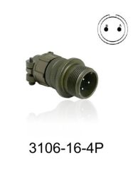 3106-16S-4P 3106 Serisi 2 Pinli 8 Amper Askeri Tip Konnektör -Erkek