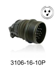 3106-16S-10P 3106 Serisi 3 Pinli 8 Amper Askeri Tip Konnektör -Erkek
