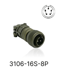 3106-16S-1P 3106 Serisi 7 Pinli 8 Amper Askeri Tip Konnektör -Erkek