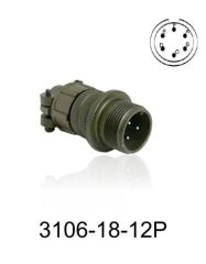 3106-18-12P 3106 Serisi 6 Pinli 10 Amper Askeri Tip Konnektör -Erkek
