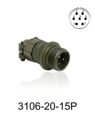 3106-20-15P 3106 Serisi 7 Pinli 12 Amper Askeri Tip Konnektör -Erkek