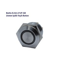 EJ16-271PT-GD 16mm LED IŞIKLI DÜZ KAFALI YAYLI BUTON YEŞİL