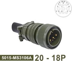 3106-20-18P 3106 Serisi 9 Pinli 12 Amper Askeri Tip Konnektör -Erkek