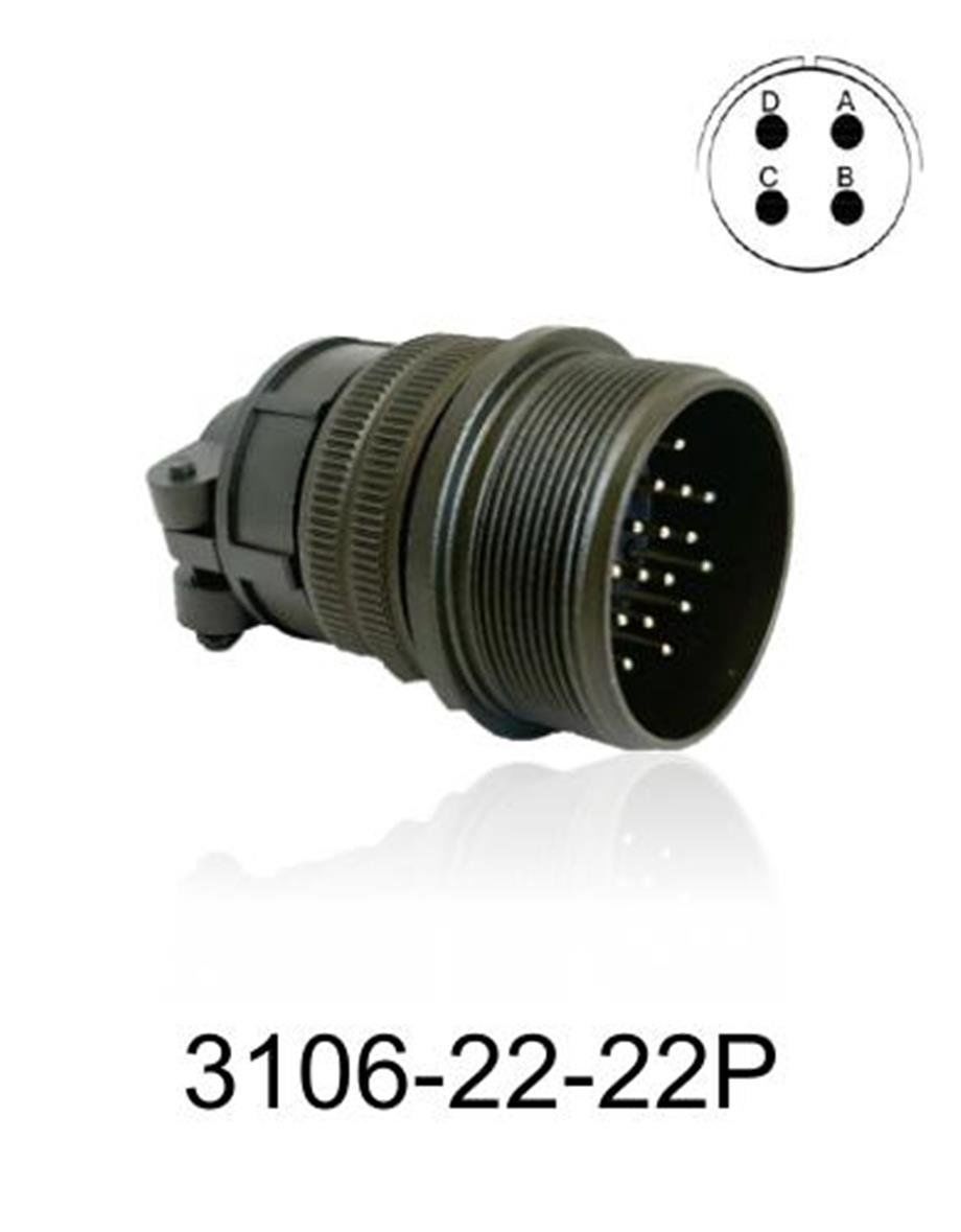 3106-22-22P 3106 Serisi 4 Pinli 12 Amper Askeri Tip Konnektör -Erkek