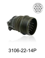 3106-22-14P 3106 Serisi 19 Pinli 12 Amper Askeri Tip Konnektör -Erkek
