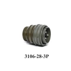 3106-28-3P 3106 Serisi 3 Pinli 16 Amper Askeri Tip Konnektör -Erkek