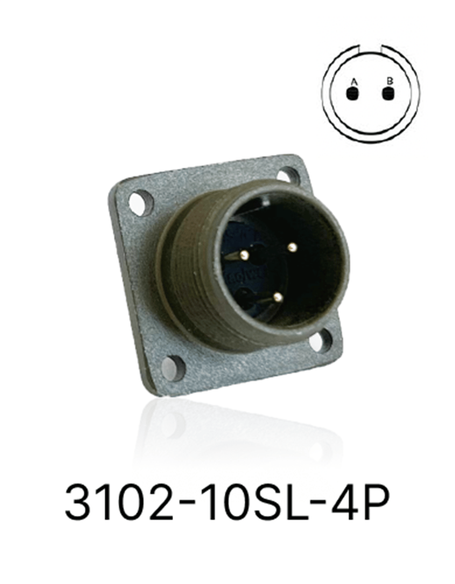 3102-10SL-4P 3102 Serisi 2 Pinli 4 Amper Askeri Tip Konnektör -Erkek