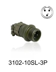 3102-10SL-3P 3102 Serisi 3 Pinli 4 Amper Askeri Tip Konnektör - Erkek