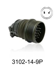3102-14S-9P 3102 Serisi 2 Pinli 6 Amper Askeri Tip Konnektör -Erkek