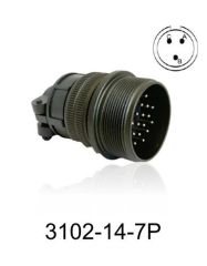 3102-14S-7P 3102 Serisi 3 Pinli 6 Amper Askeri Tip Konnektör - Erkek
