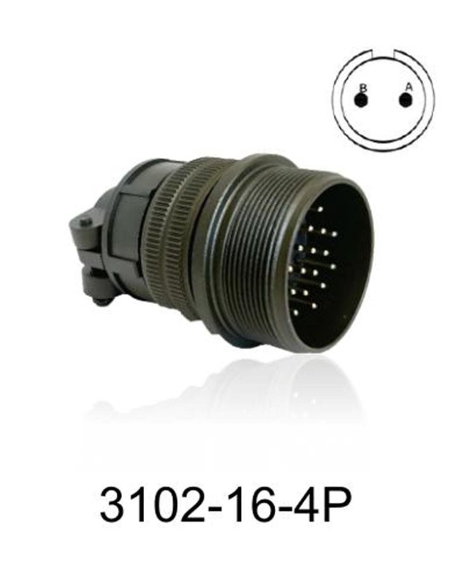 3102-16S-4P 3102 Serisi 2 Pinli 8 Amper Askeri Tip Konnektör -Erkek
