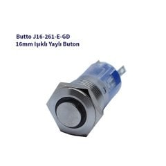 J16-261-E-GD 16mm LED IŞIKLI ÇIKIK KAFALI YAYLI BUTON YEŞİL