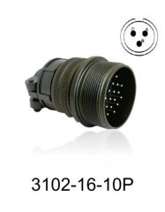 3102-16S-10P 3102 Serisi 3 Pinli 8 Amper Askeri Tip Konnektör -Erkek