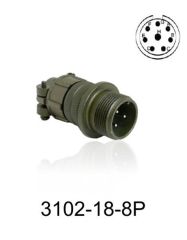 3102-18-8P 3102 Serisi 8 Pinli 10 Amper Askeri Tip Konnektör -Erkek