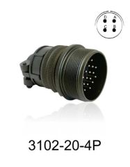 3102-20-4P 3102 Serisi 4 Pinli 12 Amper Askeri Tip Konnektör -Erkek