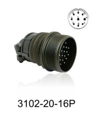 3102-20-16P 3102 Serisi 9 Pinli 12 Amper Askeri Tip Konnektör -Erkek
