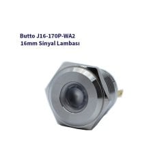 J16-170P-WA2 16 mm LED IŞIKLI YASSI KAFALI SİNYAL LAMBASI BEYAZ