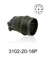 3102-20-18P 3102 Serisi 9 Pinli 12 Amper Askeri Tip Konnektör -Erkek