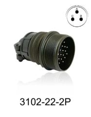 3102-22-2P 3102 Serisi 3 Pinli 12 Amper Askeri Tip Konnektör -Erkek