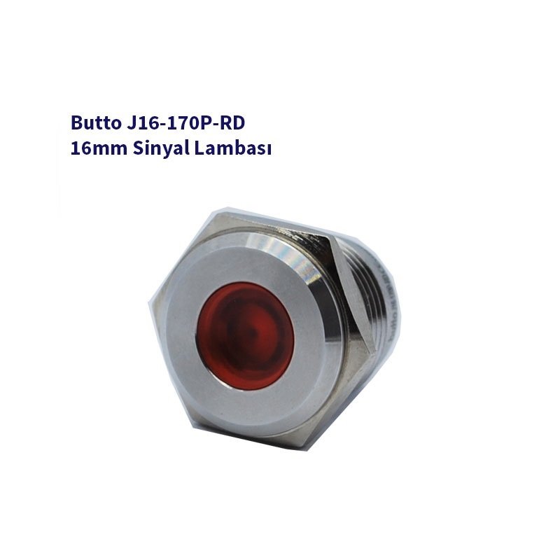 J16-150P-RA2 16 mm LED IŞIKLI BOMBELİ KAFALI SİNYAL LAMBASI KIRMIZI