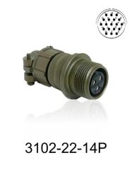 3102-22-14P 3102 Serisi 19 Pinli 12 Amper Askeri Tip Konnektör -Erkek