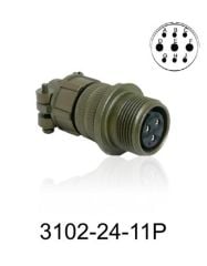 3102-24-11P 3102 Serisi 9 Pinli 12 Amper Askeri Tip Konnektör -Erkek