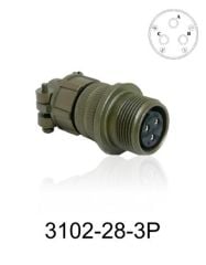 3102-28-3P 3102 Serisi 3 Pinli 16 Amper Askeri Tip Konnektör -Erkek