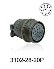 3102-28-20P 3102 Serisi 14 Pinli 16 Amper Askeri Tip Konnektör -Erkek
