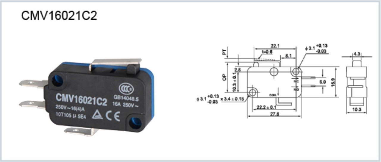CMV102D KISA PALETLİ MİCRO SWİTCH