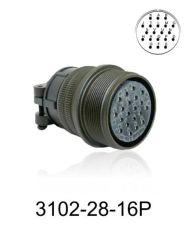 3102-28-16P 3102 Serisi 20 Pinli 16 Amper Askeri Tip Konnektör -Erkek