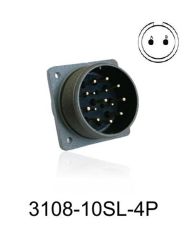3108-10SL-4P 3108 Serisi 2 Pinli 4 Amper Askeri Tip Konnektör -Erkek
