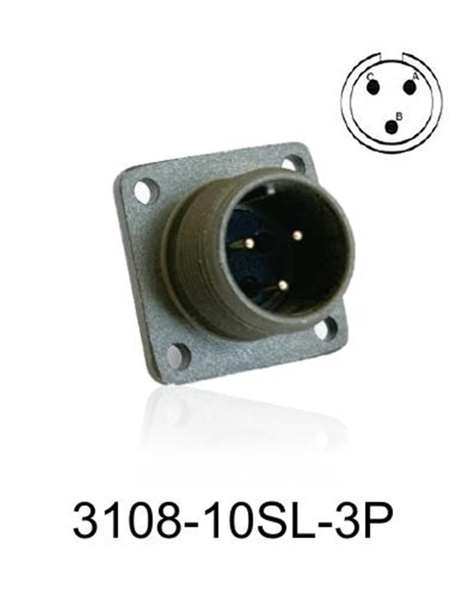 3108-10SL-3P 3108 Serisi 3 Pinli 4 Amper Askeri Tip Konnektör -Erkek