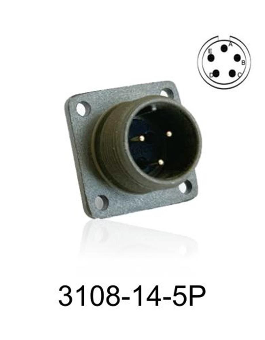 3108-14S-5P 3108 Serisi 5 Pinli 6 Amper Askeri Tip Konnektör -Erkek