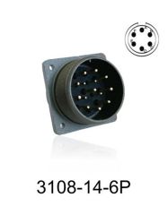 3108-14S-6P 3108 Serisi 6 Pinli 6 Amper Askeri Tip Konnektör -Erkek