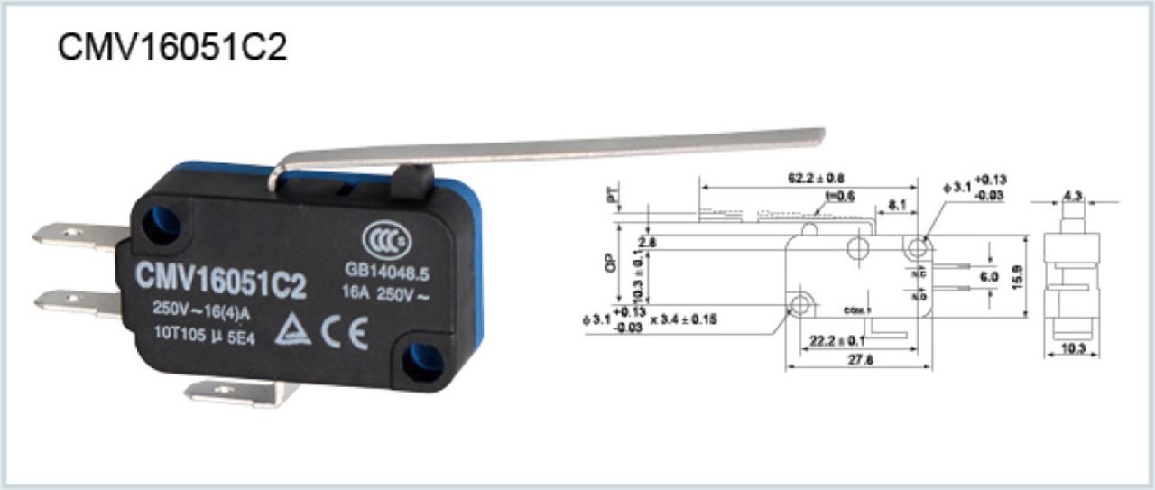 CMV16051C2 UZUN PALETLİ MİCRO SWİTCH