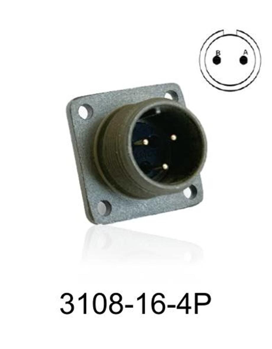 3108-16S-4P 3108 Serisi 2 Pinli 8 Amper Askeri Tip Konnektör -Erkek
