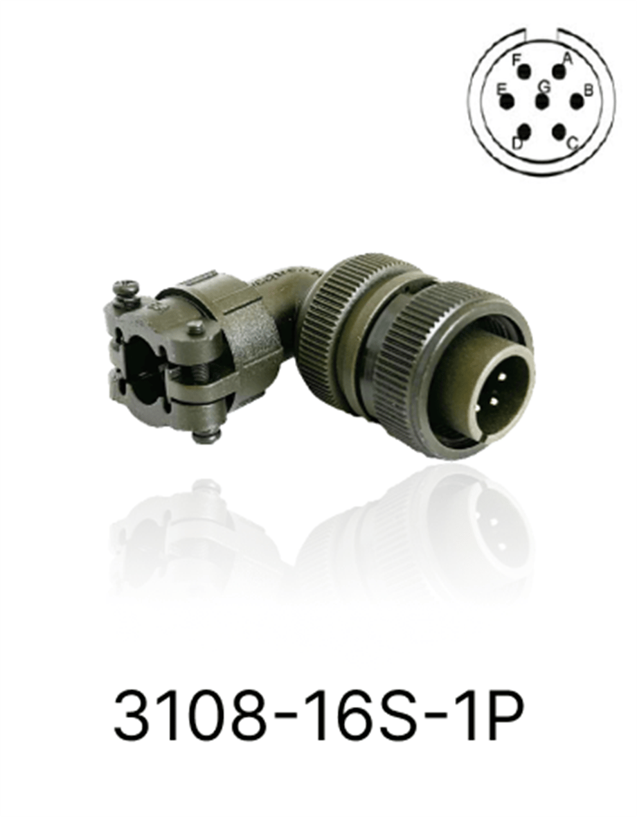 3108-16S-1P 3108 Serisi 7 Pinli 8 Amper Askeri Tip Konnektör -Erkek